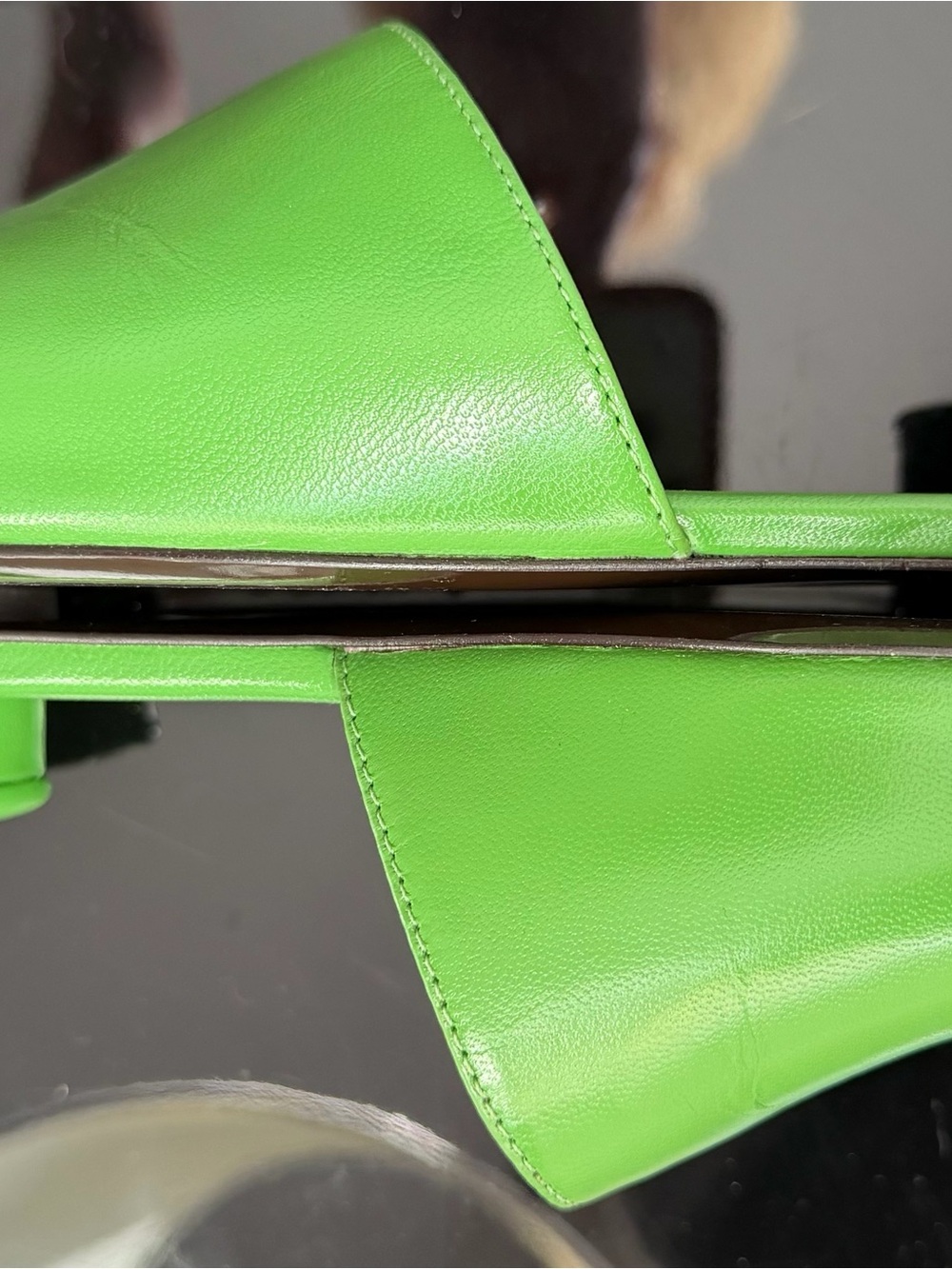 Tory Burch Vibrant Lime Green Pointed-Toe Slide Mules with Gold Accent - Picture 6 of 10